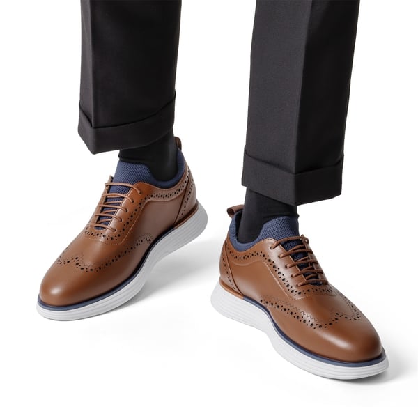 [MaxFlex SuiteCraft] Men's Comfortable Wingtip Dress Sneakers - BROWN - 1
